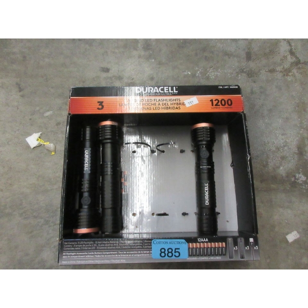 Set of 3 Duracell Hybrid LED Flashlights