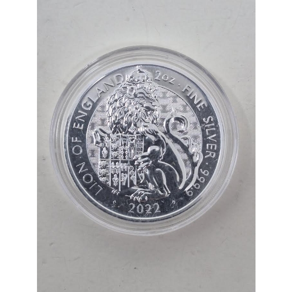 2 Oz .9999 Silver 2022 Lion of England Coin 
