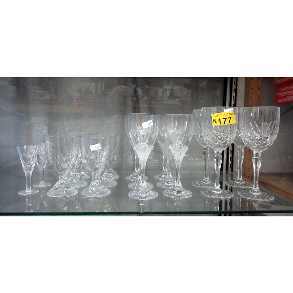 18 Assorted Patterned Crystal Stemware - Preowned 