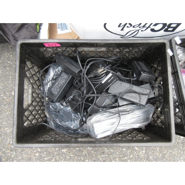 Crate of Assorted E-Bike Chargers
