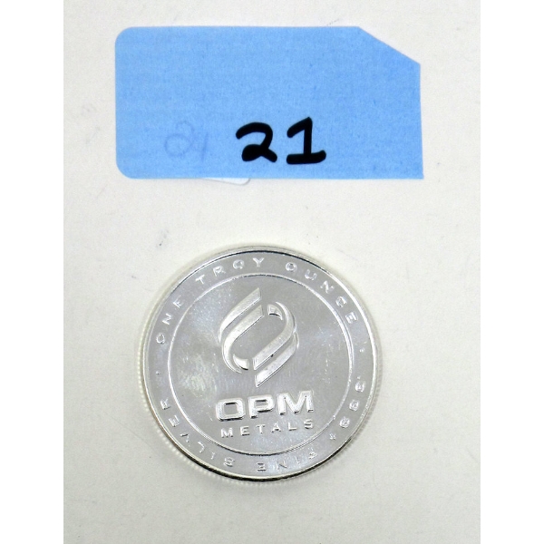 1 Oz .999+ Silver OPM Round 