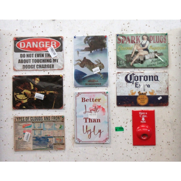 1 Coca-Cola Bottle Opener & 7 Metal Wall Signs