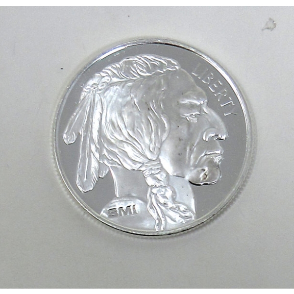 1 Oz .999 Silver Indigenous/Buffalo Round 