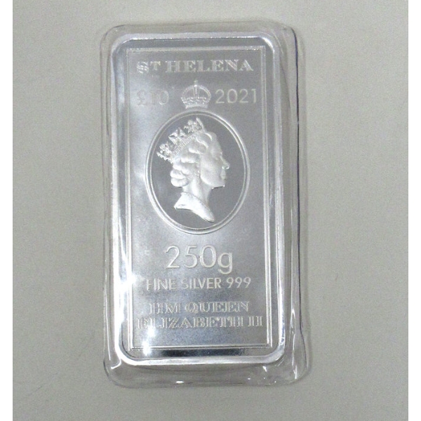 8 Oz/ 250 Gram .999 2021 St. Helena Legal Tender Bar 
