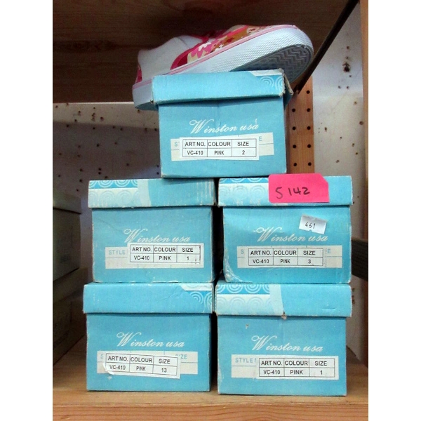 5 New Pairs of  Children's Pink Slip-On Shoes in Boxes