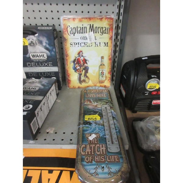 New - 1 Metal Thermometer and 13 Captain Morgan Signs 