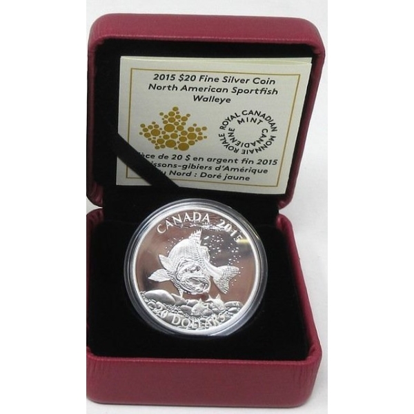 2015 .9999 Silver 1 Oz Walleye Coin 
