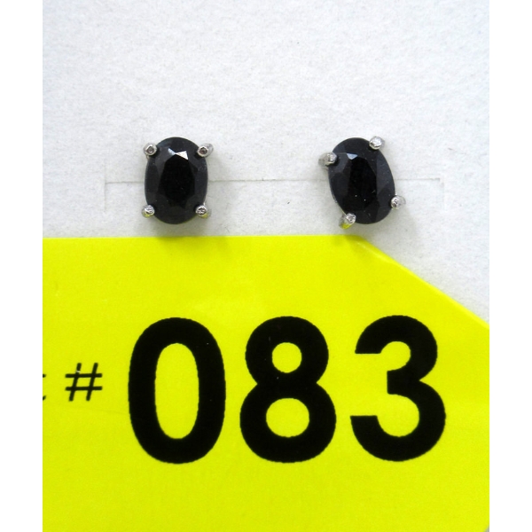 New 2 CT Sapphire Sterling Silver Stud Earrings 