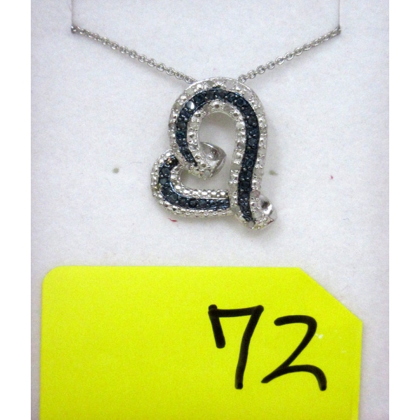 New Blue and White Diamond Heart Necklace