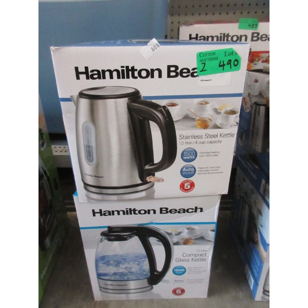 2 Hamilton Beach 1 Litre Electric Kettles