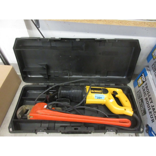 Pipe Wrench & DeWalt Electric Reciprocating Saw