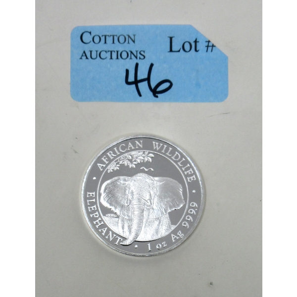 1 Oz .9999 Silver 2021 African Wildlife Elephant Coin 