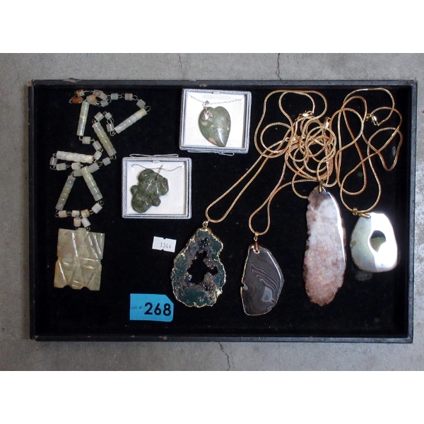 Stone Necklace and 6 Polished Agate Pendants