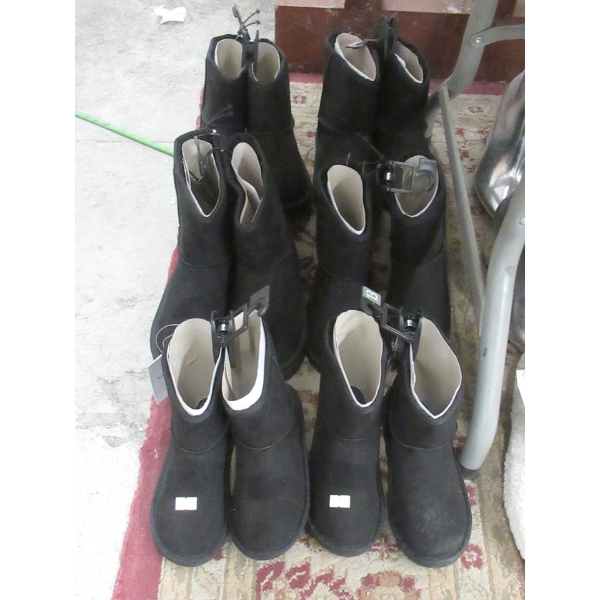 6 New Pairs of Black Fleece Lined Boots