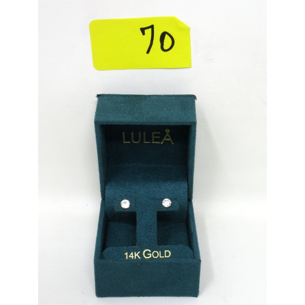 Brand New in Box 14KT Yellow Gold Cubic Zirconia Earrings 