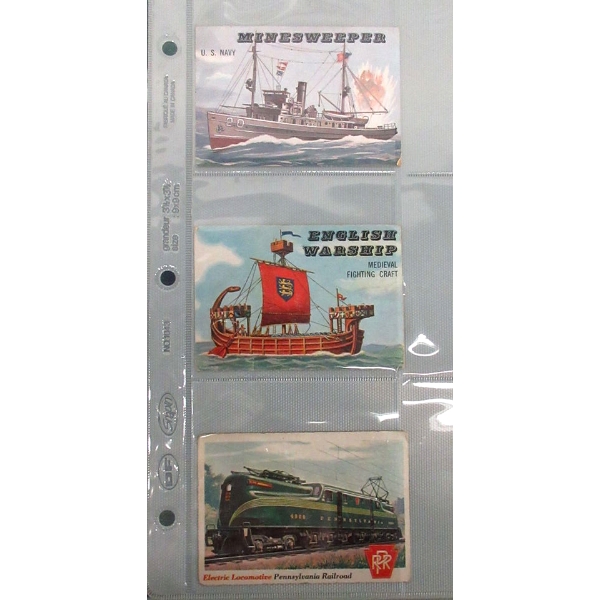 Three 1955 Topps Rails and Sails Trading Cards