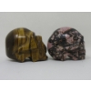 Image 3 : 55 Gram Rhodochrosite & 47 Gram Tigers Eye 3D Skulls