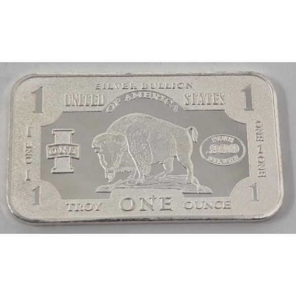 1 Oz .999 Silver USA Buffalo Bullion Bar
