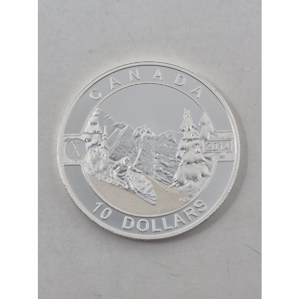1/2 Oz .9999 Silver 2014 Canada Skiing $10 Coin 