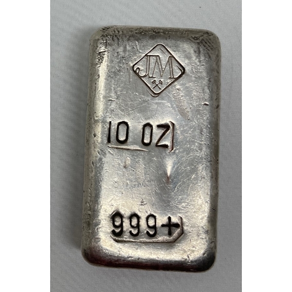 RARE 10 Oz .999+ Silver Johnson Matthey Bar 