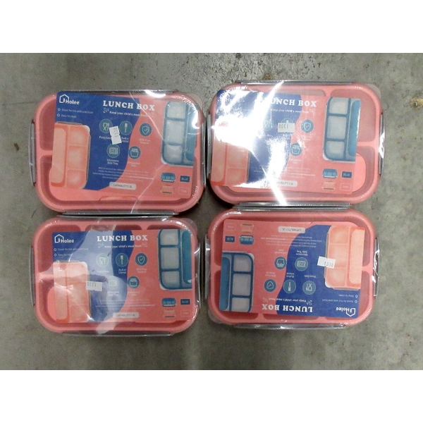 4 New Children's Pink Bento Style Lunch Boxes