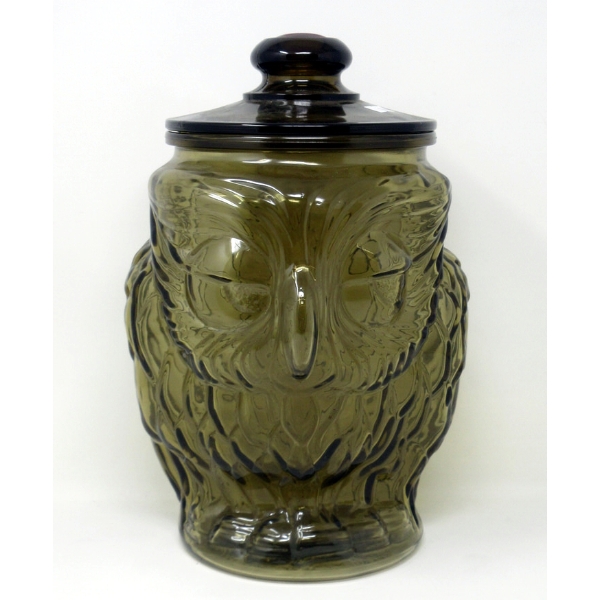 Large Vintage Libbey Glass Owl Cookie Jar