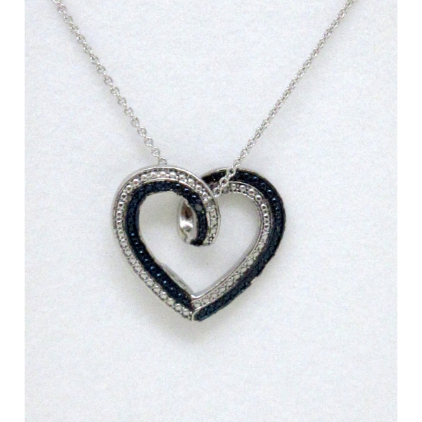 New Blue and White Diamond Heart Necklace
