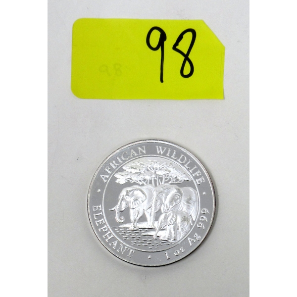 1 Oz .999 Silver 2013 African Wildlife Elephant Coin