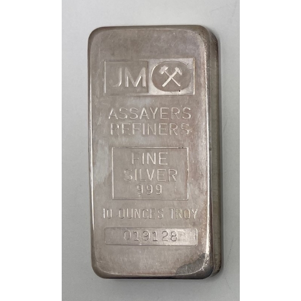 RARE 10 Oz .999 Silver Johnson Matthey Bar