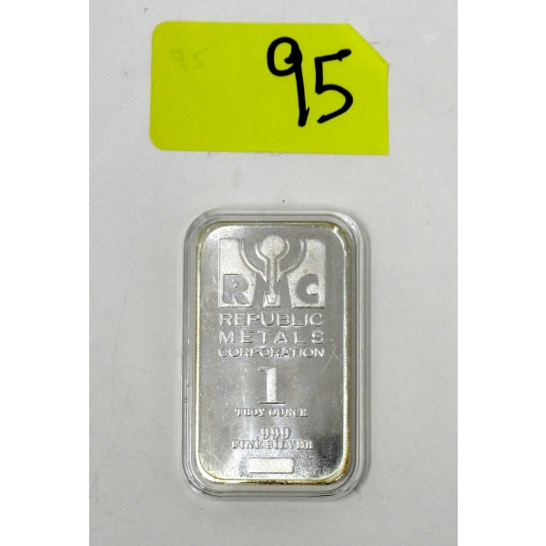 1 Oz .999 Silver Republic Metals Corp Bar 