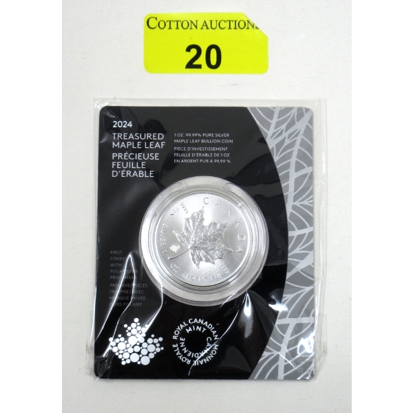 First Strike 1 Oz .9999 Silver 2024 Treasured Maple Leaf Coin 