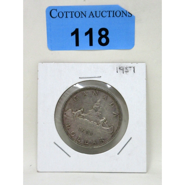 1951 Canada King George VI 80% Silver Dollar Coin
