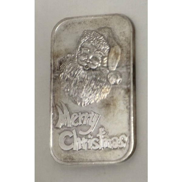Vintage 1 Oz .999 Silver 1987 Merry Christmas Bar 
