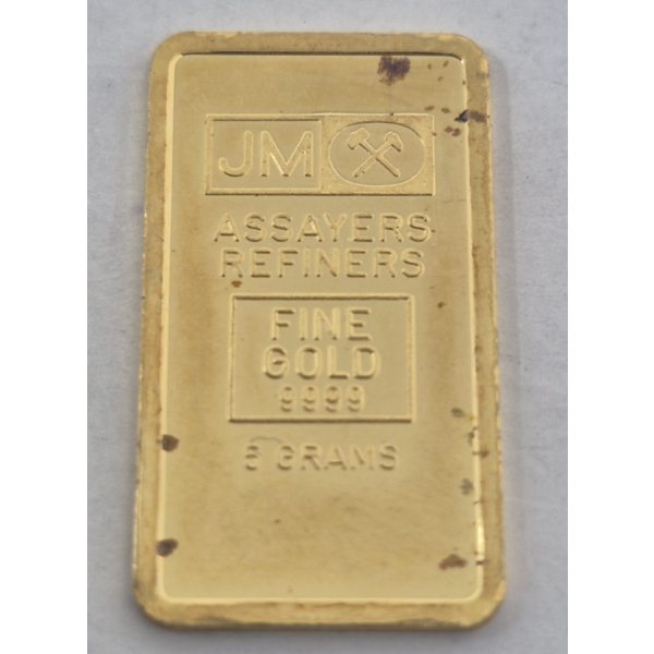5 Gram .9999 Fine Gold Johnson Matthey Bar
