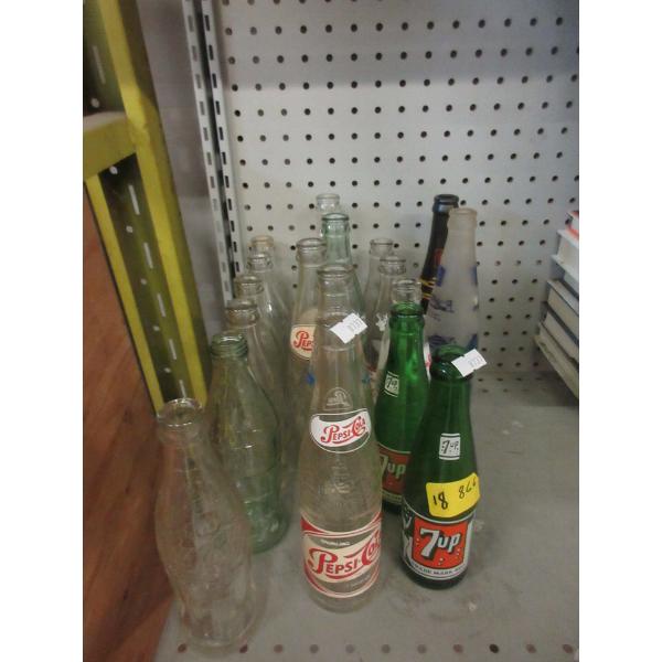18 Assorted Vintage Glass Pop Bottles