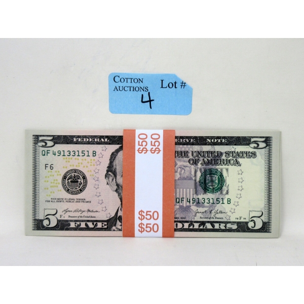 10 x $5 USD Uncirculated Sequential Numbered Bundle 