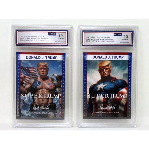2 Donald Trump "Super Trump" Graded Trading Cards