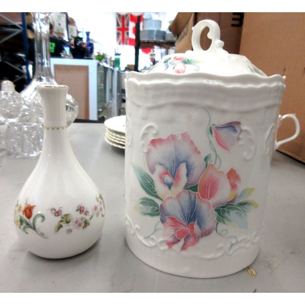 Wedgewood Bud Vase & Aynsley Canister 