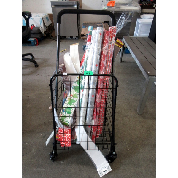 Folding Shopping Cart w/ Christmas Wrap & Wall Borders