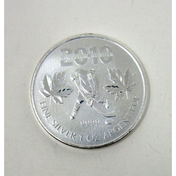 1 Oz Vancouver/Whistler 2010 Hockey .9999 Silver Coin 