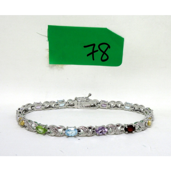 6.5 CTW Multi-Gemstone & Diamond Tennis Bracelet 