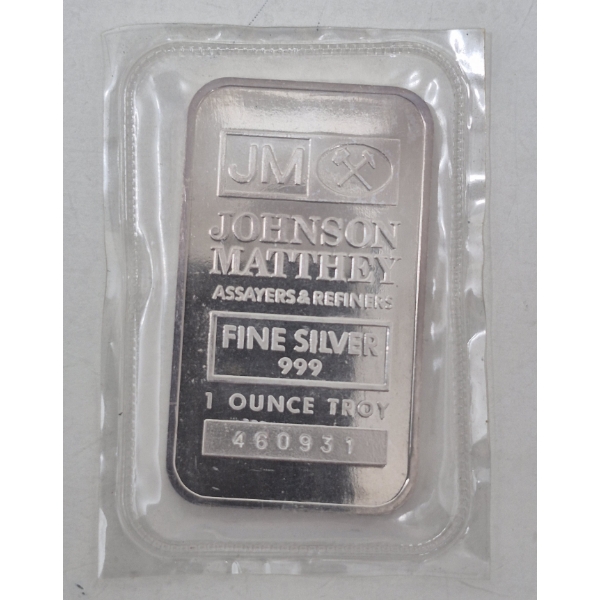 1 Oz .999 Silver Johnson Matthey Bar