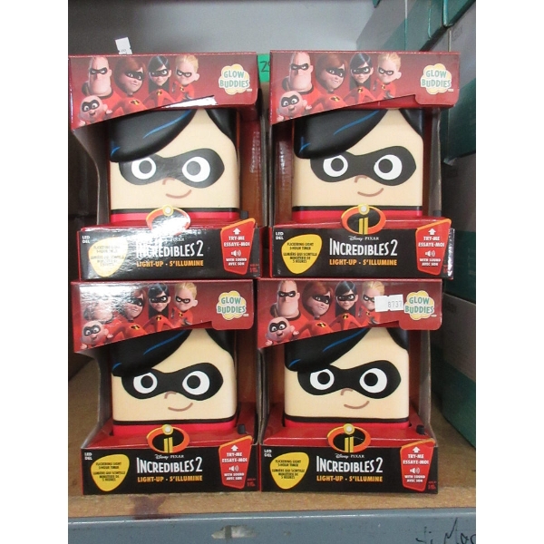 4 Cases of 4 New "Incredibles 2" Light Up Glow Buddies
