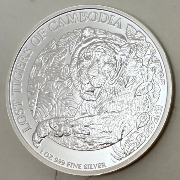 1 Oz .999 Silver 2023 Lost Tigers of Cambodia Coin 
