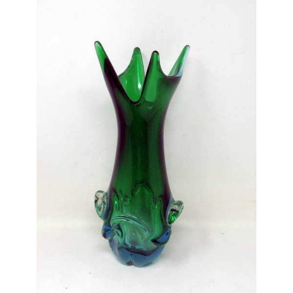 Mid-Century Green Art Glass Vase