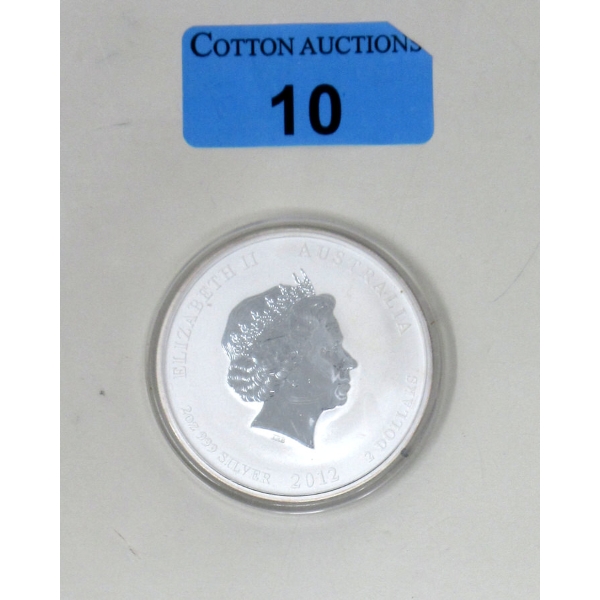 2 Oz .999 Silver 2012 Year of the Dragon Coin 