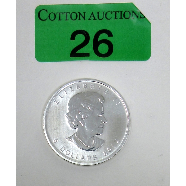 1 Oz .9999 Silver 2012 Maple Leaf Coin 