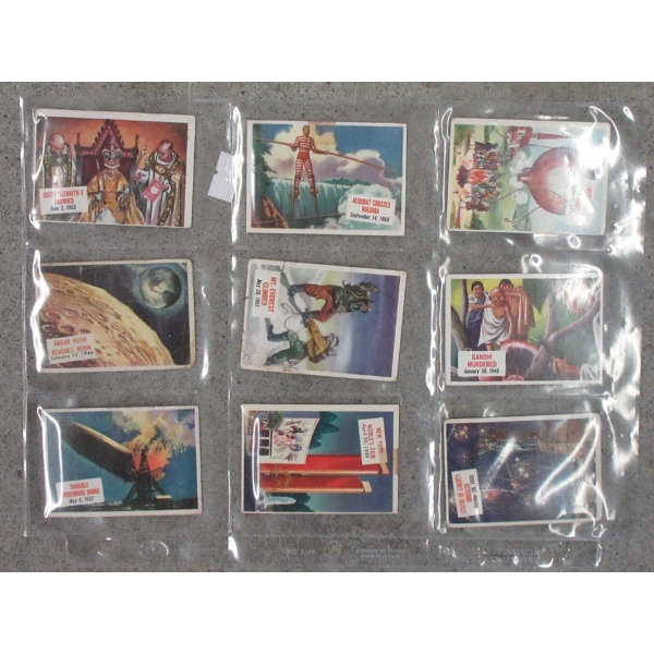 Nine 1954 Topps Scoop "World Memorable Moments" Cards