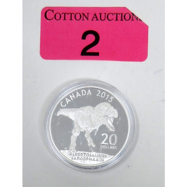 1 Oz .9999 Silver 2015 Albertosaurus Coin 
