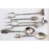 Image 1 : Six .900 Silver Pickle Forks & Souvenir Spoons